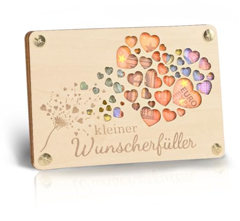 Frexpor Geldgeschenk Holz Grußkarte im Kleinforma, originelle Geld Geschenke Verpackung für Geburtstag, Hochzeit, Jugendweihe, Reise, Konfirmation- Ideen Geschenke für Männer und Frauen(Holzfarbe)