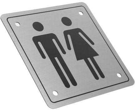OSOLADY Gender-inclusive Washroom Sign Business Restroom Marker Stainless Steel Toilet Decor Wall Mountable Bathroom Signage