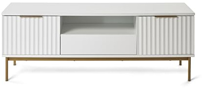 Jahnke TV Bank Carve TV 140 Weiss/Goldfarben