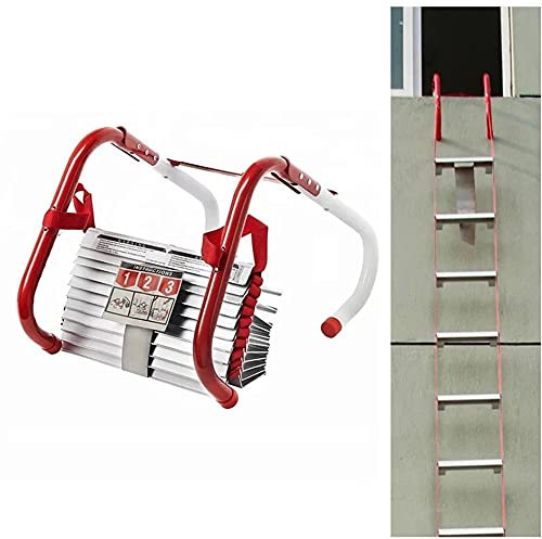 Escalera de escape de incendios, escalera de cuerda de 2 pisos, escaleras de seguridad de emergencia portátiles con peldaños antideslizantes