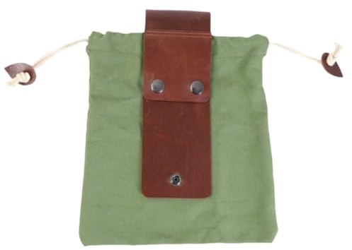 HSTWODE 1 Stück Canvas Futtersack zum Wandern, Frucht Werkzeugtasche,zusammenklappbarer Ledergürtelbeutel Taillentasche mit Kordelzug und Schnalle,für Camping, Wandern, Ernten, Sammeln (Grün)