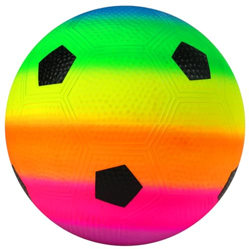 OSDUE Regnbågsboll uppblåsbar boll, PVC-bollar leksak uppblåsbar strandboll 21,8 cm vattenbollar lekboll inomhus och utomhus (regnbågsfotboll)