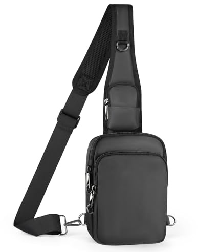 BROADREAM Anti Diebstahl Umhängetasche - Sling Chest Crossbody Bag Brusttasche Herren, Wasserdicht Schultertasche mit Reißverschluss Lock, RFID-Blockierung, Klein Handtasche für Männer Damen