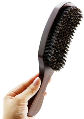 Bartbürste für Männer, Große Gebogene Form, Kaffee | Borstenseite für Bartpflege, für Salon und Haarschnitt, Entfernt Schmutz, Formt Strähnen