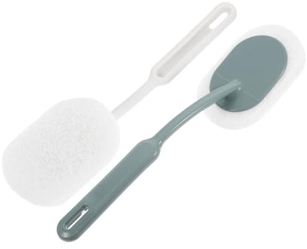 SOLUSTRE Cepillo de Baño Estropajo de Plástico Mango Ergonómico 2 Piezas Limpieza Extraíble para Inodoro y Bañera Accesorios de Limpieza Prácticos