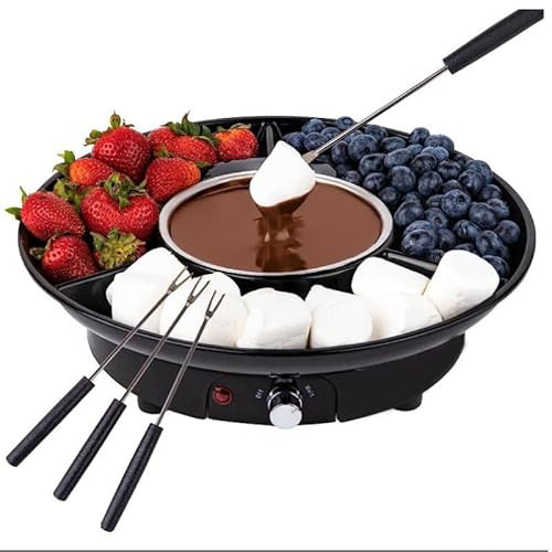 Electric Chocolate Fondue Pot Set - Melts Cheese & Candy, Includes 2 Forks - Perfect for Valentine's Day, Easter, Birthdays, Weddings - Maroon Color, Ideal for Parties