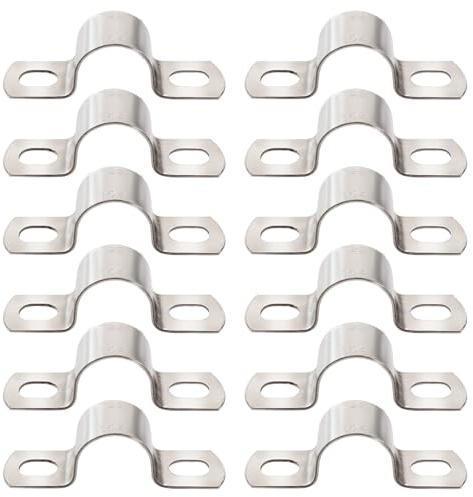 YYIGVMO 12 Stücke Ø 22mm U-Rohrschellen, 304 Edelstahl Starres Rohrband, Sattelschlauchschellen, Zweiloch Rohrschelle, für Rohre und Kabel