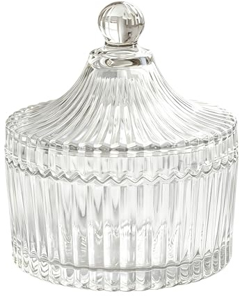 ASTRQLE Tarro de cristal para caramelos de 300 ml con tapa, elegante recipiente de cristal para galletas, forma de tienda de campaña, plato de almacenamiento decorativo para el hogar, oficina