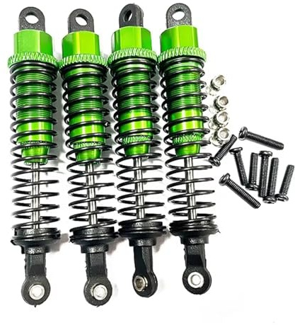 QOAKSDY RC Auto Stoßdämpfer Für LAEGENDARY Für BEZGAR 1/12 1/16 RC Auto Upgrade Teile Zubehör 4 Stück Metall Öl Stoßdämpfer Dämpfer(Green)