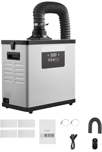 VEVOR Extractor de Humos de Soldadura 145 W Flujo de Aire de 510 m³/h, Absorbedor de Humos de Soldadura con Motor sin Escobillas, 10 Velocidades, Control Remoto, para Grabado Láser, Impresión 3D