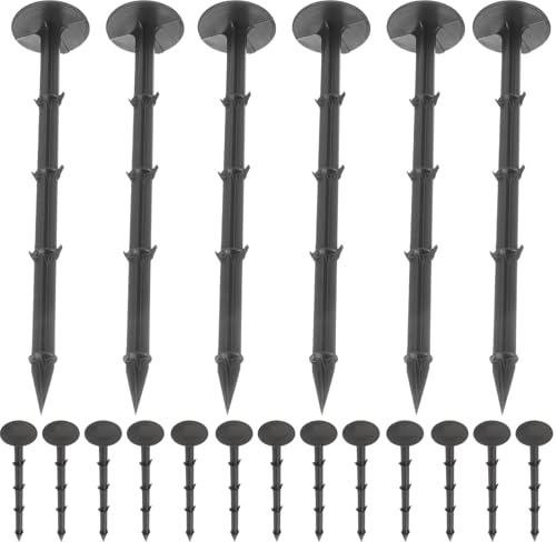 Lurrose Clavos de Plástico Rectificados 20 Unidades para Fijación de Malla Antihierbas y Telas Decorativas en Exteriores y Agricultura