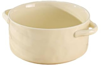 tazón de cerámica con aislamiento de orejas para el hogar, color amarillo leche, 9.5 pulgadas