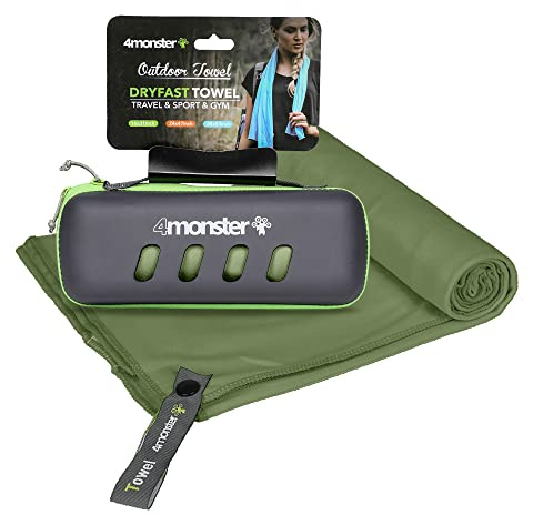 4Monster Serviette en microfibre avec étui de transport, serviette de voyage super absorbante, serviette à séchage rapide, serviette de camping, idéale pour la gym, la plage, la natation, la randonnée