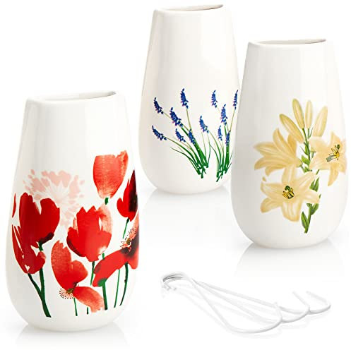 com-four® 3X Chauffage humidificateur d'air - humidificateur d'air à radiateur en Blanc - évaporateur d'eau céramique (Blanc - Tulipe. Jacinthe de Raisin. lis)
