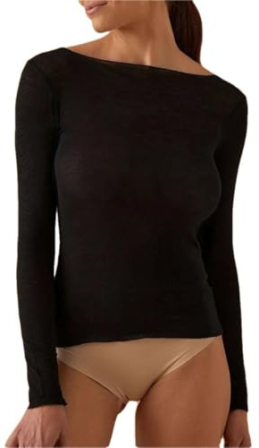 JADEA Women's Sweater in Modal and Cashmere Boat Neck, Comfortable and Wraparound, 1 Piece-Black, M