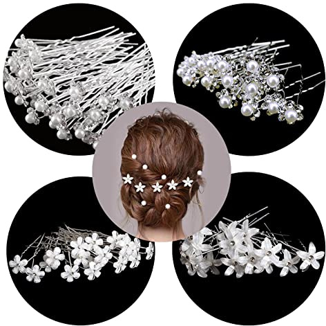 20 Pezzi Sposa Forcine Capelli Accessori strass per donna, a forma di fiore Matrimonio Nuziale Copricapo Fermagli di Cristalli punti luce mollette di U
