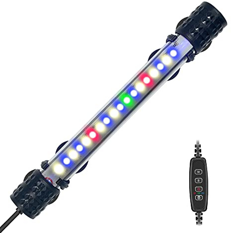 VARMHUS Submersible LED Aquarium Light,Fish Tank Light with Timer Auto On/Off Dimming Function,3 Light Modes Dimmable&4-Color Lamp Beads,10 Brightness Levels Optional&3 Levels of timed Loop19cm