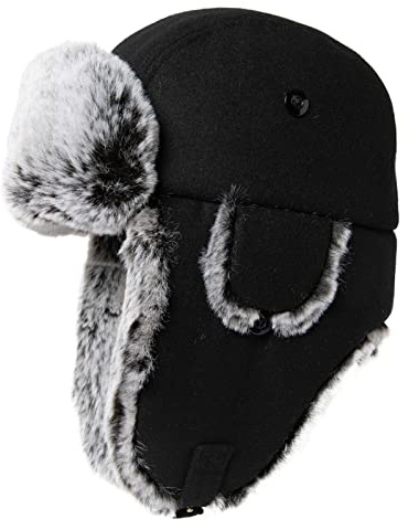 Comhats Warme Trappermütze für Damen und Herren, verstellbar, Winddicht | weiches Wollmischgewebe, für Wandern Ski Spaziergänge, individuell verstellbare Passform, Gesichts- und Ohrenschutz bei Kälte
