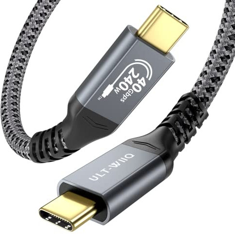 Zertifiziert USB4 Kabel und Thunderbolt 4 Kabel 80cm, 40Gbps USB C Kabel mit 240W PD 3.1 EPR Schnellladung, 8K60Hz 4K144Hz 2K240Hz Videosignalübertragung für Dockingstation, SSD, Laptop, Monitor, Hub