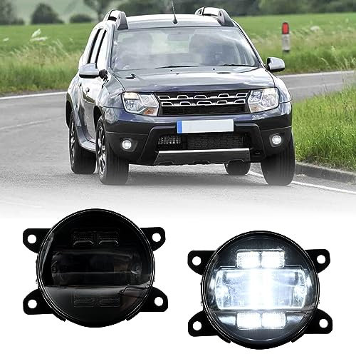 njssjd LED Nebelscheinwerfer mit Blinker DRL für R.enault Clio IV Megane II III IV Twingo II III, Dacia Duster I II Nebelscheinwerfer Stoßstange vorne (Rauchlinse)