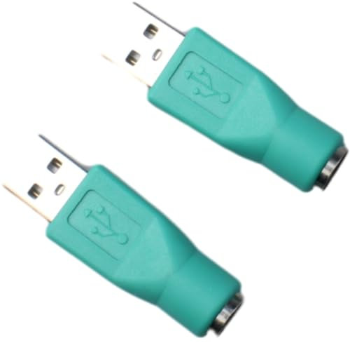 FDXGYH 2 adaptadores USB a PS2 de 6 pines PS/2 hembra a USB macho, convertidor de teclado/adaptador de ratón (verde)