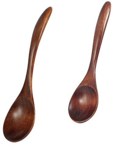 Wooden Spoons Set Long Handle Spoon Old Lacquer Spoon Wooden Soup Ladle Porridge Spoon for Family Restaurant Hotel
