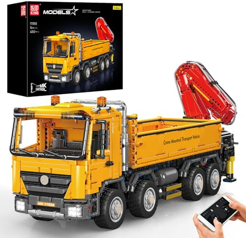 Mould King 17050 Technic Mobile Construction Crane Truck Building Blocks, RC Pneumatic Heavy-Duty Truck, Lorry Crane Building Set for Adult, Construction Vehicles Model for Adults(4012 PCS)