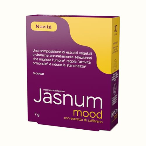 Jasnum Mood | Integratore Menopausa per il Benessere Emotivo | Con Zafferano, Vitamine B6 e B12 | Favorisce l'Umore, il Relax e Aiuta a Combattere la Stanchezza | 30 Capsule