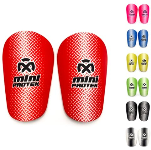 Oxum Sport – Espinilleras de Fútbol para Niños, Adultos, Hombres y Mujeres, Mini, Ligeras, Cómodas y Resistentes, Protección para Entrenamiento, Partidos y Competición, Talla M 10x6cm Roja