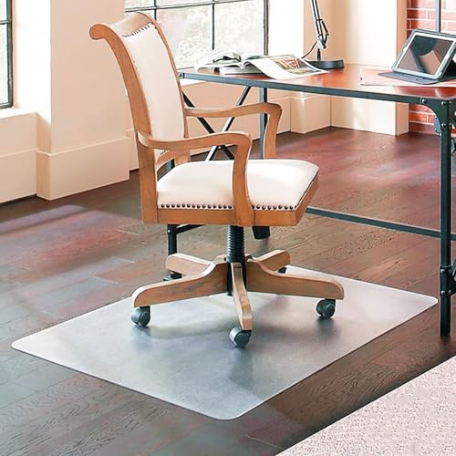 Frosted Transparent PVC Chair Mat Carpet Protector for Hardwood Floors 1.5mm Thick Waterproof Desk Pad Wipeable Tablecover Home Office Work Table Mat (90x320cm)