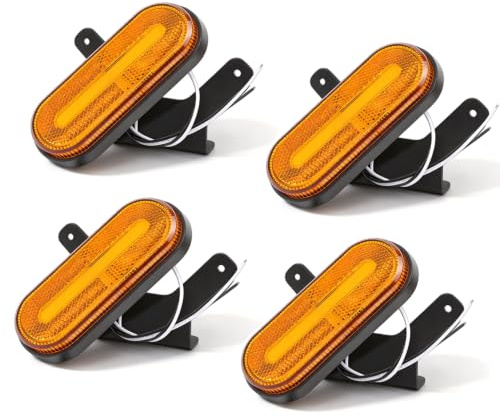 Qiping 4 x LED Begrenzungsleuchte Orange 12V 24V LED Umrissleuchte Gelb Bernstein Positionsleuchte mit E-Prüfzeichen für LKW, Pkw-Anhänger, Wohnwagen, Kfz, Traktor