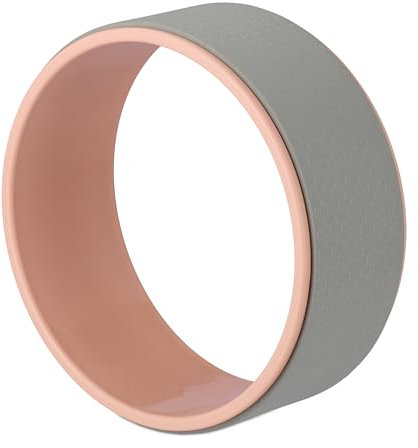 Relaxdays Yogarad, Ø 32 cm, Kunststoff, Schaumstoff, rutschfest, für Rückenübungen, Dehnbarkeit, Yogazubehör, grau/rosa