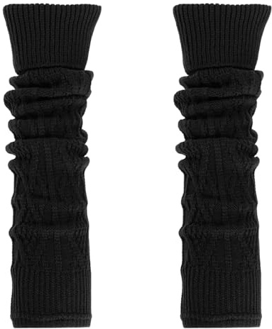 Yikki Winter Beinstulpen, Leg Warmers Damen, Wolle Stulpen für Damen, Lange Gestrickt Beinwärmer, Kniestrümpfe Kinder, Kniewärmer In Einheitsgröße (Schwarz, Einheitsgröße)