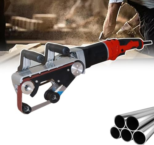 Levigatrice a disco a nastro, levigatrice elettrica e lucidatrice con pulsante autobloccante per tubi rotondi in acciaio inossidabile fino a 180 mm di diametro