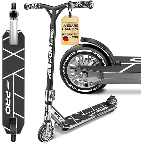 RE:SPORT® Monopattini Freestyle REVO PRO con Supporto, 110 mm PU Wheels & Y-Bar | Monopattino Acrobatico Professionale ABEC 9 cuscinetti a sfera | Stunt Scooter per Adulti e Bambini