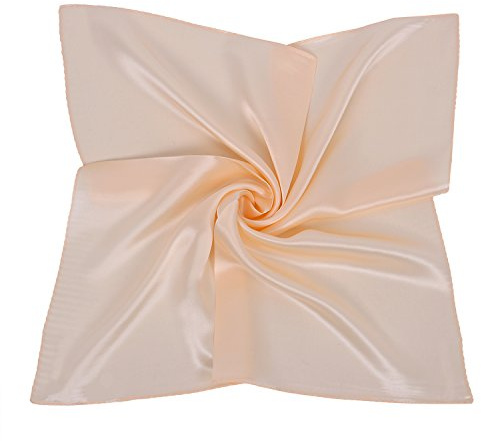 PB-SOAR Damen Mädchen Glänzend Halstuch aus 100% Seide, Seidentuch Seidenschal Schal Bandana Kopftuch Nickituch, 52 x 52cm (Beige)