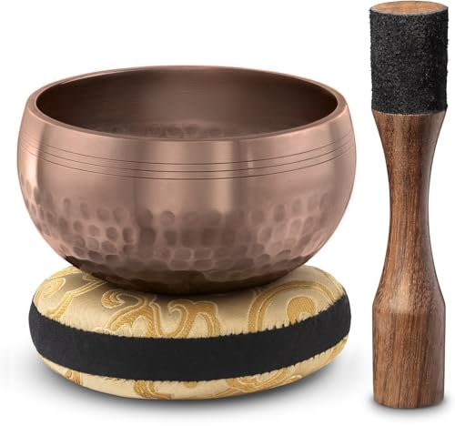 Silent Mind tibetische Klangschale ~ Glänzend Schwarz ~ mit hochwertigem Holz Klöppel und Himalaya Kissen ~ perfektes zur Yoga Meditation, Entspannung und Achtsamkeit ~ das ideale Geschenkset