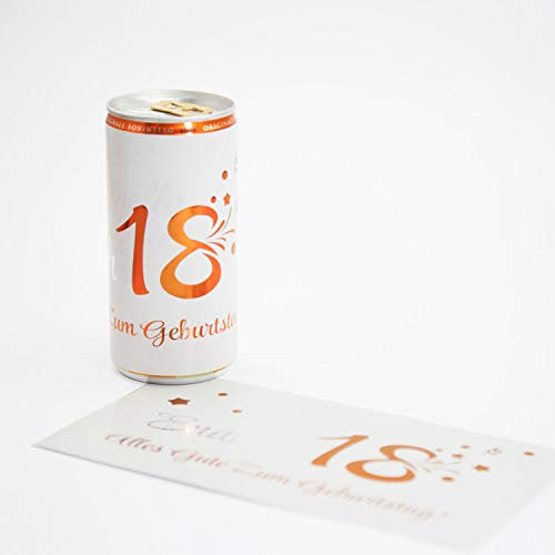 Oblique Unique® 3 Dosen Flaschen Sticker Etiketten Aufkleber Alles Gute 18. 30. Geburtstag Hochzeit Herzlichen Glückwunsch Prüfung Bestanden Weiß Roségold - Wählbar (18. Geburtstag)
