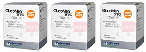 Buyfarma Promo Pack - Menarini Glucomen Areo Sensor - 75 tiras de prueba para autocontrol de glucosa en sangre