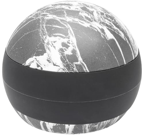 WAGNER Bodentürstopper MARMOR ROUND BIG - Durchmesser Ø 110 x 90 mm, aus Beton in Marmoroptik, Schutzring aus thermoplastischem Kautschuk, schwarz, schwere Qualität, zum Hinstellen - 15519801