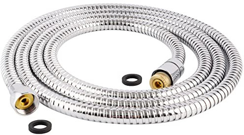 Hibbent All Metal Shower Hose 90 inch (7.5 ft) Bathroom Handheld Shower Head Hose 2.3 Meters Extension Replacement Part with Brass Fittings Made of Stainless Steel -Polished Chrome Finish