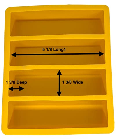 Pen KIT MALL - 4 Cavity Oversized Yellow Silicone Pen Blank Resin Casting Mold 1 3/8 Wide x 5 1/8 Long x 1.38 Deep