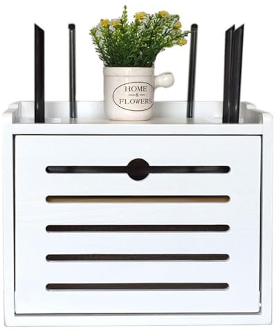 PPGE Home Router Schrank, Holz Dekoration Box, WiFi-Aufbewahrungsbox, Kabel Verstecken Kästen, Wandmontage/Desktop Kabelbox Wooden Box