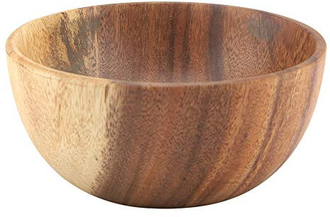 Tomotato Acacias Cuenco de Madera para Ensalada o Frutero Vajilla Redonda para Servir Ensaladas Frutas Pasta y Bocadillos Cuenco de Madera Hecho a Mano Utensilios de Cocina(El 16 * 7cm)
