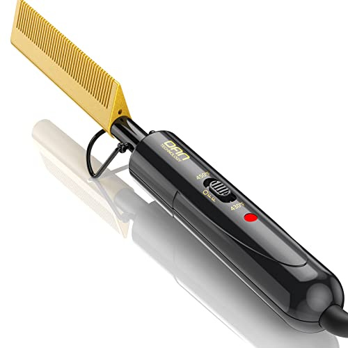 DAN Technology hot Comb Electric for Wigs,450℉Small hot Comb for Edges,Low and high Temperatures, Hair straightening Comb for Black Hair,Portable & Dual Voltage for Travel & Home…