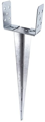 BAUSTER® Support de poteau de 0 à 160 mm galvanisé à chaud - Manchon de sol réglable - Manchon de pied - Douille à enfoncer - Poteaux d'ancrage - En acier argenté - Soutien pour structures de jardin