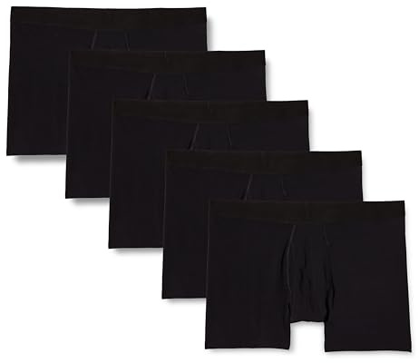 Amazon Essentials Hombre Calzoncillos Tipo bóxer en Punto de algodón (Disponibles en Tallas Grandes y Largos Especiales), Pack de 5