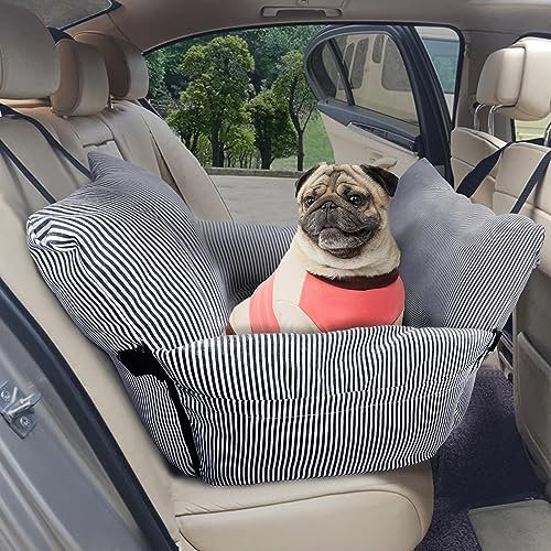 Johnear Autositz Sitzerhöhung für 30kg Mittlere Hunde 2 in 1 Hundebett Auto Reisebett mit 2 Taschen，Hundebett Transporttasche Couch mit Sicherheitsleine 76x52x20cm