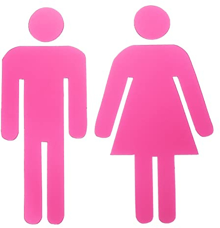PATIKIL Bagno Cartello, 1 Set Acrilico Autoadesivo Bagno Uomo e Donna Toilette Genere Cartello per Affari Shopping, Rosa
