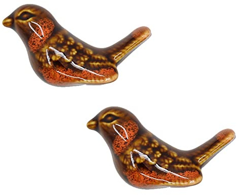 Yurosiay 2 Stück Tiere Schubladengriffe Keramik Leoparden Vogel Form Möbelknauf Vinatge Schubladenknauf Keramik Kommodenknöpfe Mit Schrauben Türknopf Keramik Küchenknöpfe 55×35 mm Orange